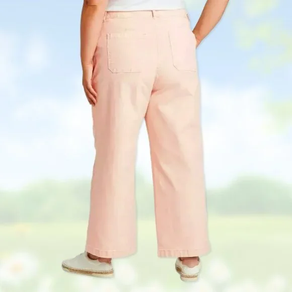 NWT Highest-Rise Wide-Leg Peach/Pink Crop Jeans - Women's Sizes 12, 16, 18 Pants - Picture 6 of 6